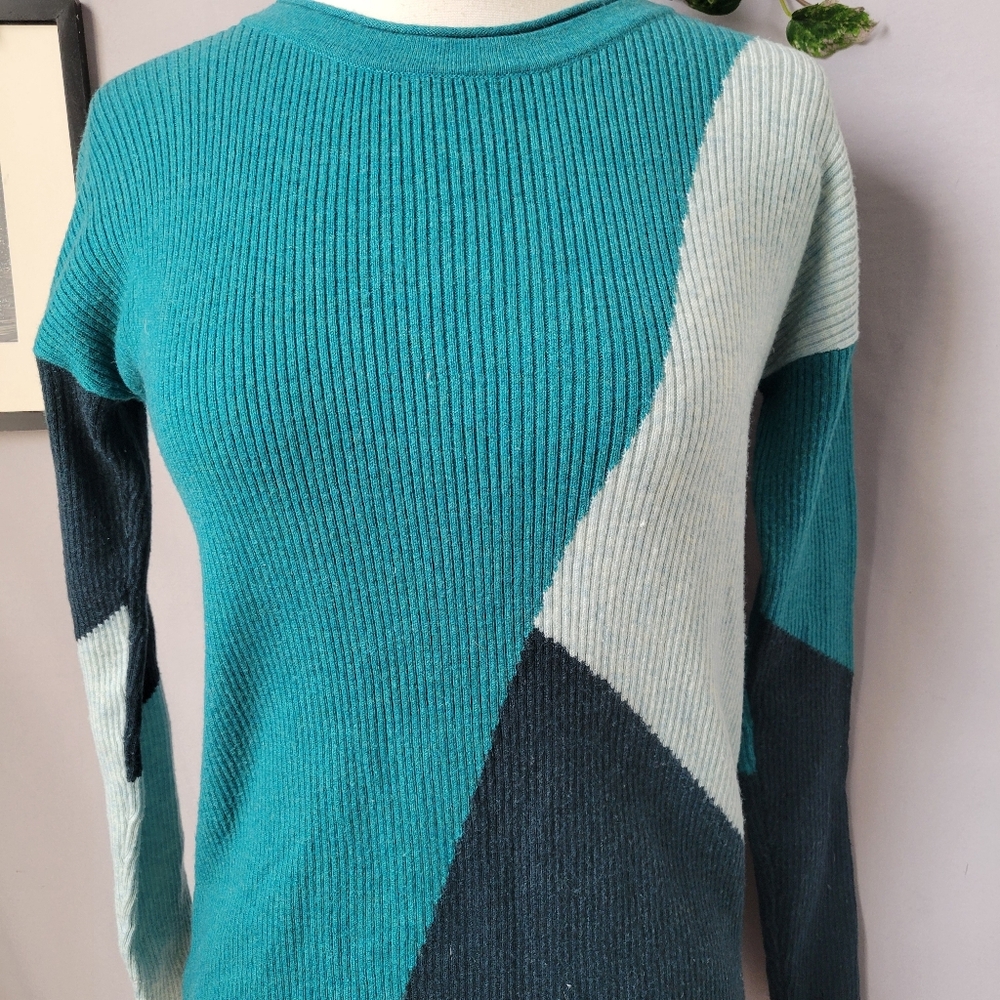 Smartwool Colorblock Ribbed Pullover Crew Sweater… - image 5